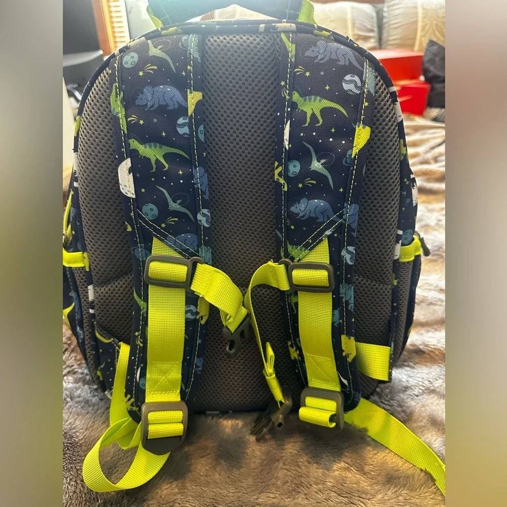 Dinosaur Print Kids Backpack - Blue and Green